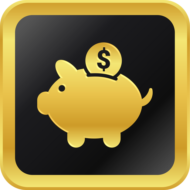 Gold Piggy Bank Saving Money Icon